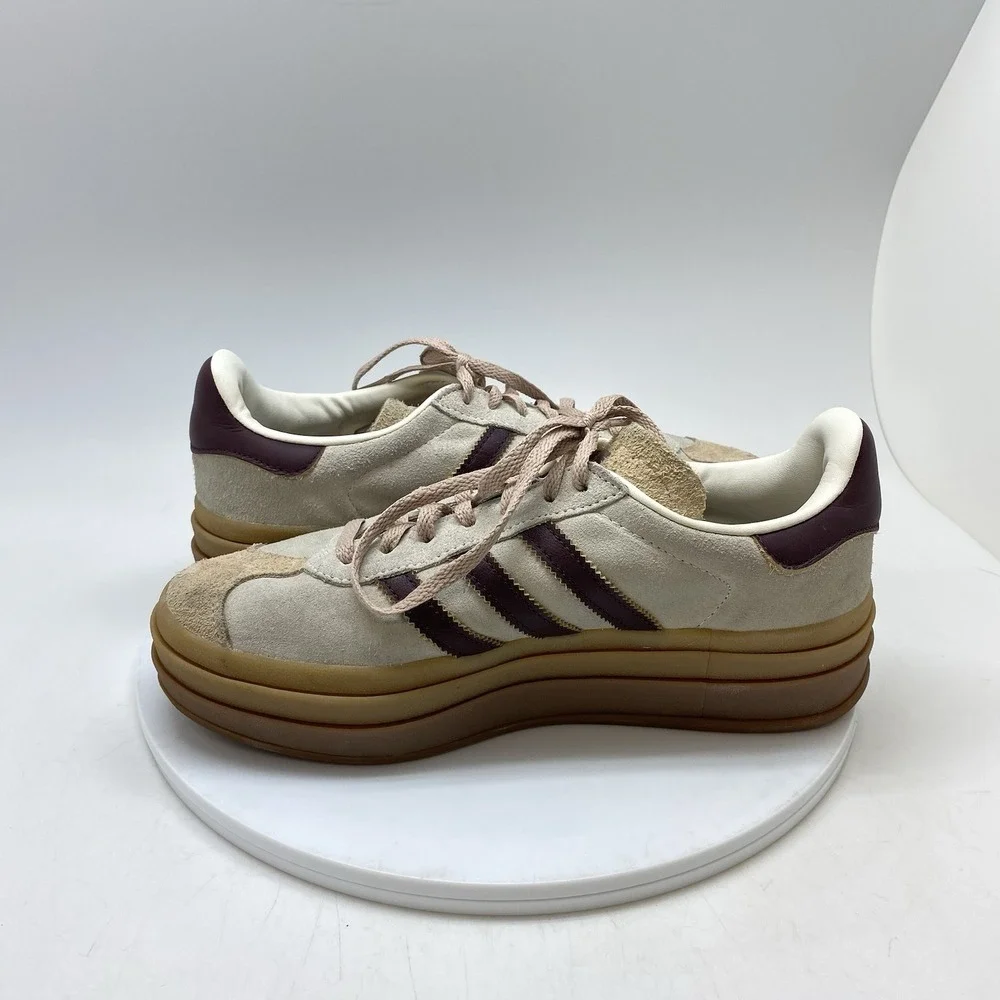 Adidas Sneakers Womens 7.5 Gazelle Bold JQ5127 Beige Suede Casual Platform Shoes